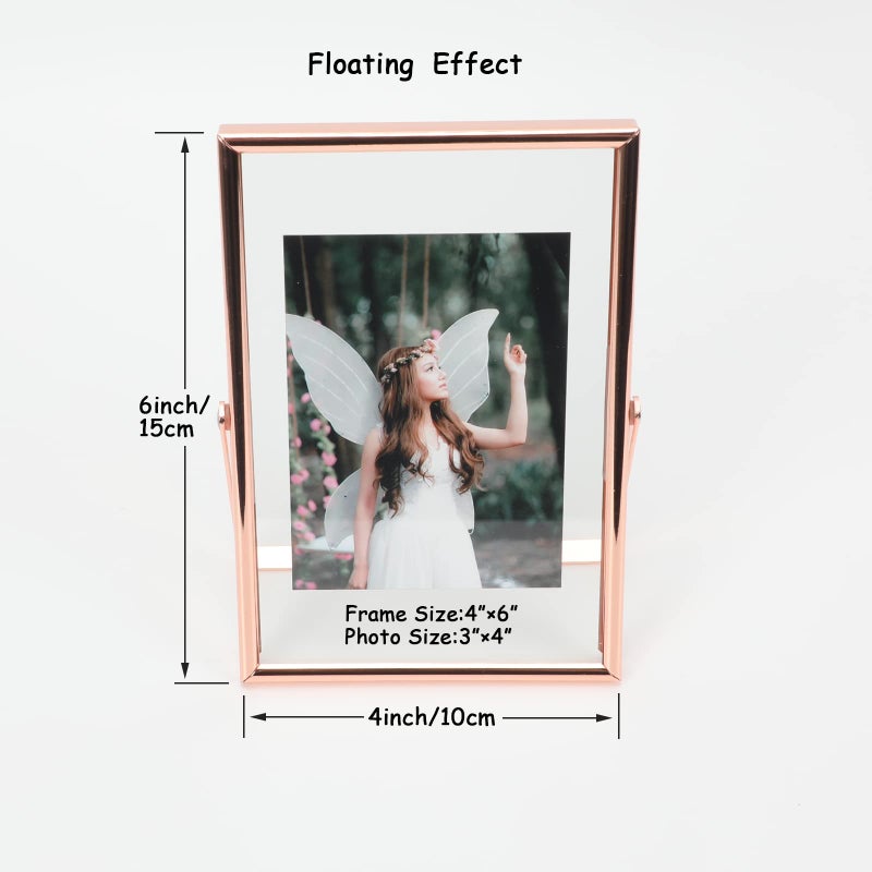 أهاجو Ahago Rose Gold Floating Framing (4 "" "x6" "رأسية) للصورة 3x5 2x3 1x2 على الطاولة ، إطار صورة هدية راقية لمهرجان الزفاف أو المكتب د؟ - Image 2