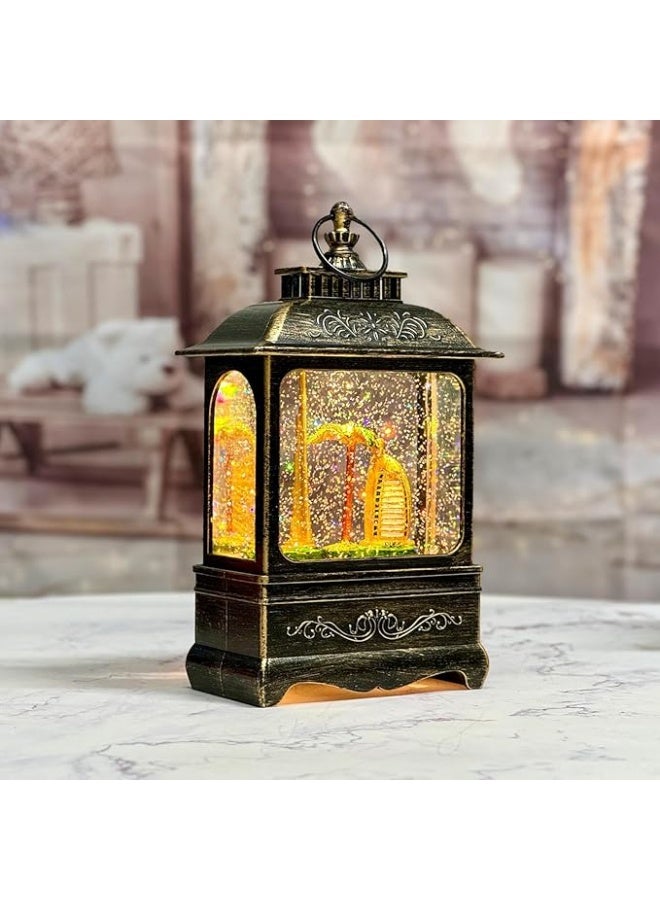 فانوس دبي من دي واي دي - كرة ماء مسطحة بإضاءة ليد مع برج خليفة وبرج العرب وشجرة نخيل | إضاءة ديكورية عصرية للمنزل والمكتب وهدية تذكارية، لون برونزي، GMXDB003-2 من دي واي دي ديلايتس - Image 1