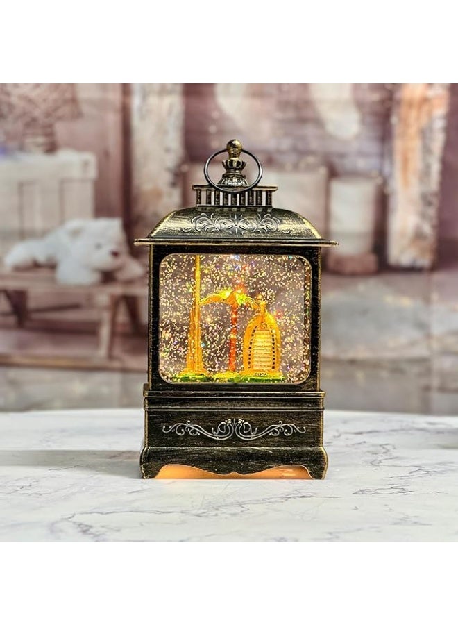 فانوس دبي من دي واي دي - كرة ماء مسطحة بإضاءة ليد مع برج خليفة وبرج العرب وشجرة نخيل | إضاءة ديكورية عصرية للمنزل والمكتب وهدية تذكارية، لون برونزي، GMXDB003-2 من دي واي دي ديلايتس - Image 3