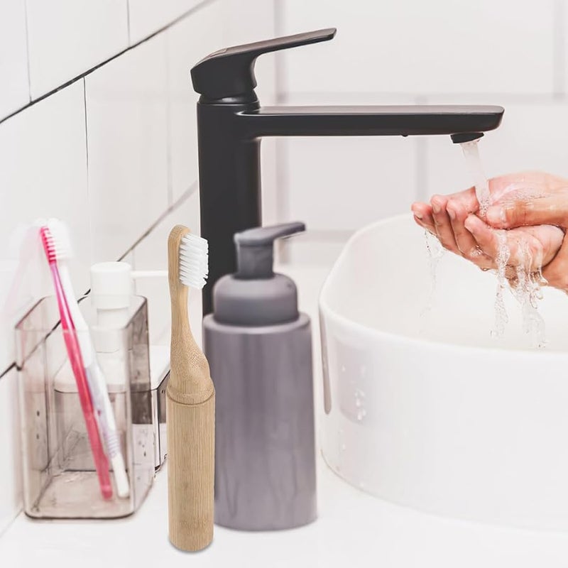 فرشاة أسنان قابلة للطي للسفر للكبار بشعيرات ناعمة أداة العناية الفموية المحمولة باللون الأزرق - Image 4