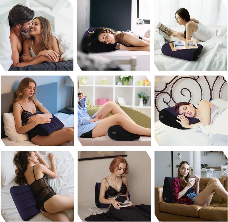 JCDOBEST Portable Inflatable Wedge Pillow 1 Pack,Body Positioner for Sleep Support, Adjustable Travel Pillow - Lightweight Bed/Leg Support Pillow, Fast Inflation - Image 3