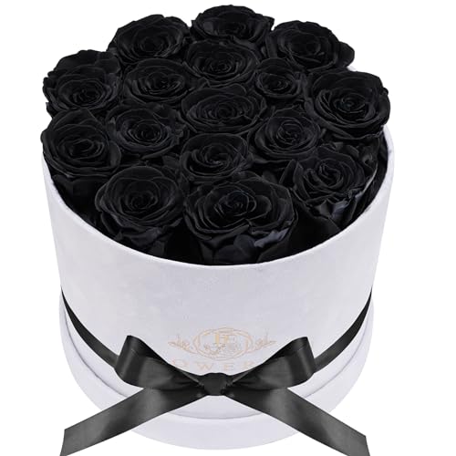 Prifroti 17 Flowers in a Luxury Suede Box, Birthday Gifts for Women, Preserved Flowers, Mothers Day Roses Gift for Mom, Black - Image 1