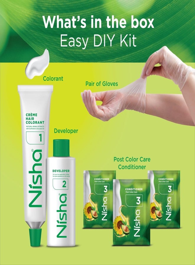 نيشا صبغة شعر نيشا كريمية بلون بني شوكولاتة، صبغة شعر دائمة للنساء والرجال، خالية من الأمونيا، فائقة النعومة واللمعان العميق، تغطية كاملة للشعر الأبيض، لون شعر بني شوكولاتة 3.5 (60 جم + 60 مل + 18 مل) - Image 3