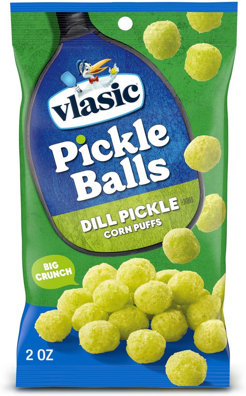 Vlasic Pickle Balls Dill Pickle Flavored Corn Puffs, 2 oz. Snack - Image 1