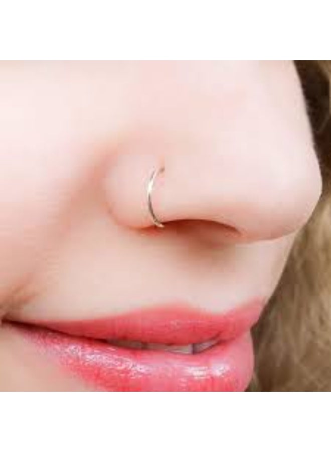 ثقب أنف مزيف من الفولاذ المقاوم للصدأ شفاف كريستالي 4 قطع فضية - Image 1