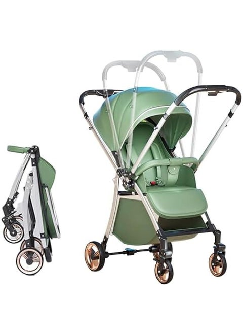Two-Way Foldable Baby Stroller, Convertible Portable Travel Stroller, One Hand Umbrella Stroller with 5-Point Harness,Extra Storage, Child Tray, Full-Size Toddler Stroller for Family Outings