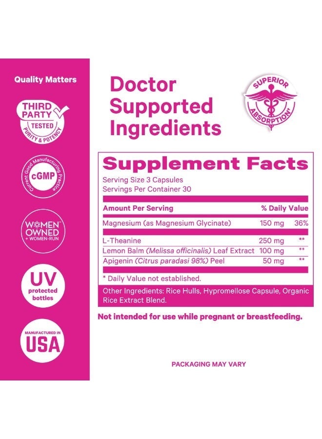 Pink Stork Magnesium Glycinate L-Theanine Lemon Balm 90 Capsules, Dietary Supplement, Women Owned - Image 4