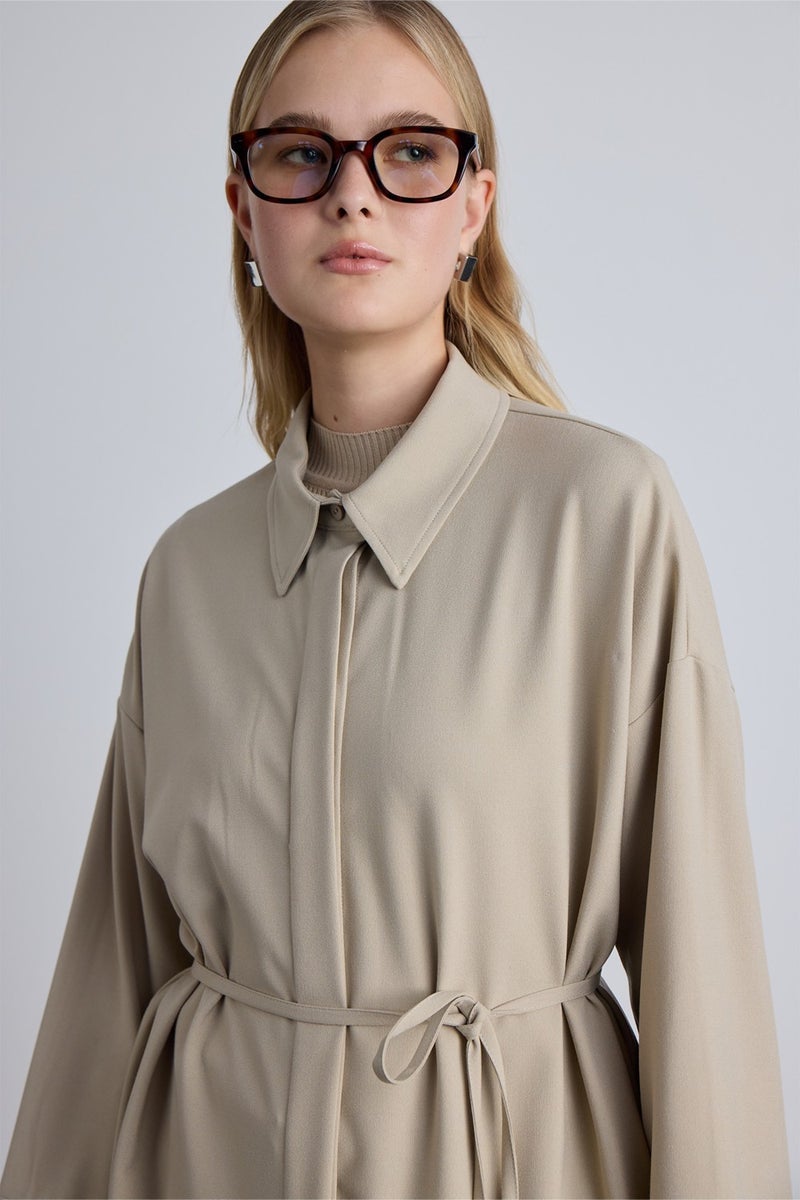 Manuka Wide Neck Tunic Beige  - Image 1