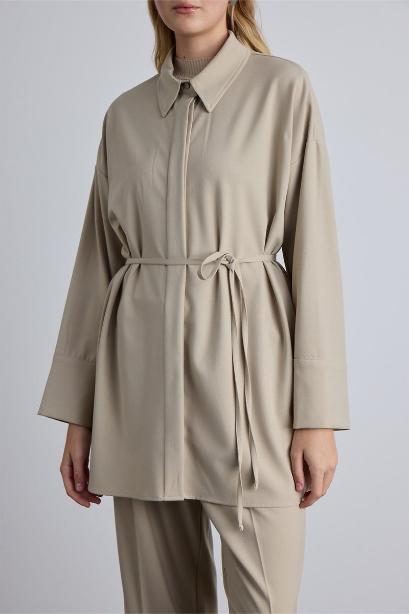 Manuka Wide Neck Tunic Beige  - Image 4