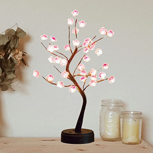 Nakolulu Cherry Blossom Tree Lamp, 18inch 36 Led Bonsai Tree Lights, Battery/USB Operated Japanese Decor Night Lights for Bedroom Home Idea,Warm White - Image 4
