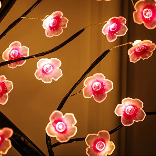 Nakolulu Cherry Blossom Tree Lamp, 18inch 36 Led Bonsai Tree Lights, Battery/USB Operated Japanese Decor Night Lights for Bedroom Home Idea,Warm White - Image 3