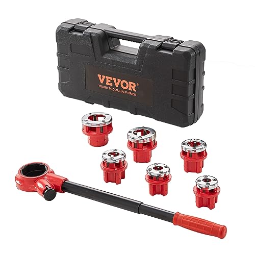 VEVOR Ratchet Pipe Threader Kit with 6 Dies 14 NPT to 114 NPT Ratcheting Pipe Threading Tool Portable Pipe Threader Set with Storage Case for Plumbing Installation and Repair - Image 1