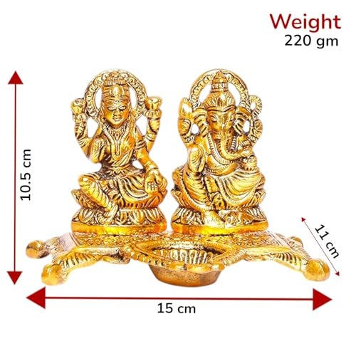 KridayKraft Metal Laxmi Ganesh Statue/Murti for Pooja Room & Home Office Décor,Laxmi Ganesha Idol for Diwali Gift,Religious Idol Showpiece Figurines Decorative & Diwali Poojan... - Image 2