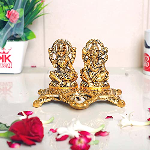 KridayKraft Metal Laxmi Ganesh Statue/Murti for Pooja Room & Home Office Décor,Laxmi Ganesha Idol for Diwali Gift,Religious Idol Showpiece Figurines Decorative & Diwali Poojan... - Image 1