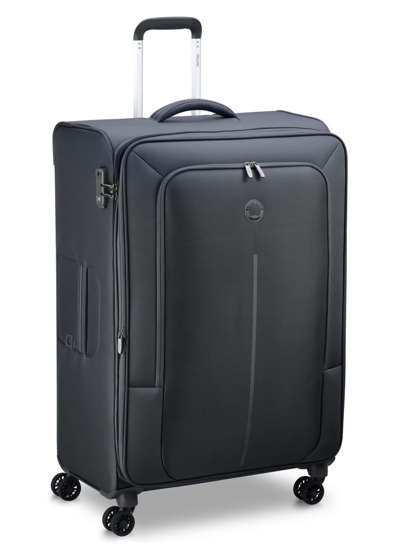 Caracas Double wheel Softside Expandable Trolley Lightweight Spinner Suitcase with 4WD bag (Set of 3pcs L+M+S) 55/71/82cm - Black