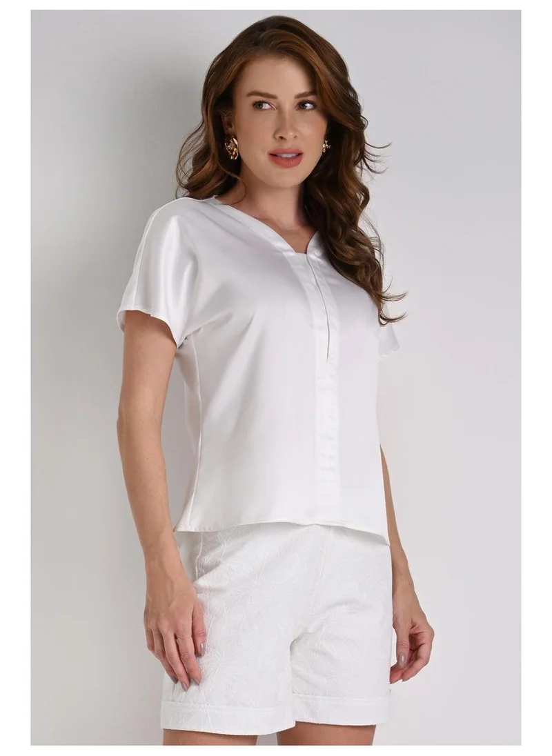 Carmen Steffens Blouse With Distinctive Neckline Off-White