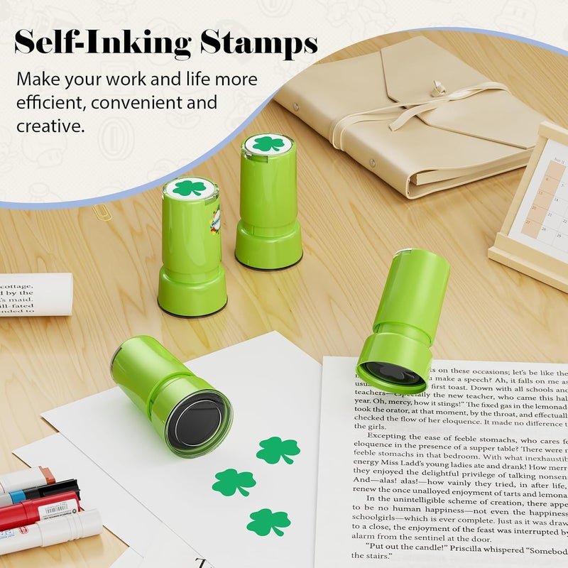 WAHXIAOSW Self-Inking Shamrock Stamp for Teachers, Hand Stamps for Events and Classrooms, Teacher Stamps for Schools, Greeting Cards, Loyalty Cards, and Scrapbooks - Image 4