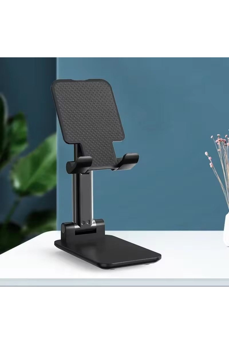 حامل هاتف مكتبي أسود جديد للهواتف المحمولة، متوافق مع أجهزة iPhone 16 و iPad و Xiaomi، قابل للتعديل، مناسب للأجهزة اللوحية المكتبية