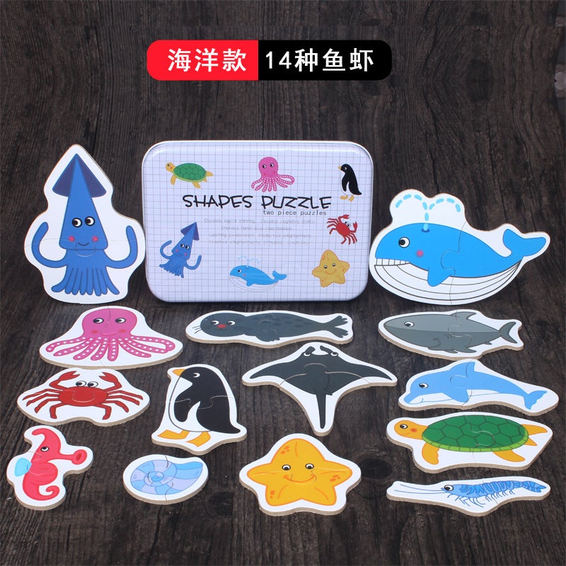 Cartoon Animals, Vegetables, Insects, Cognitive Iron Boxes, Large Pairing Puzzles, Children'S Intelligence Early Education Toys - Image 1