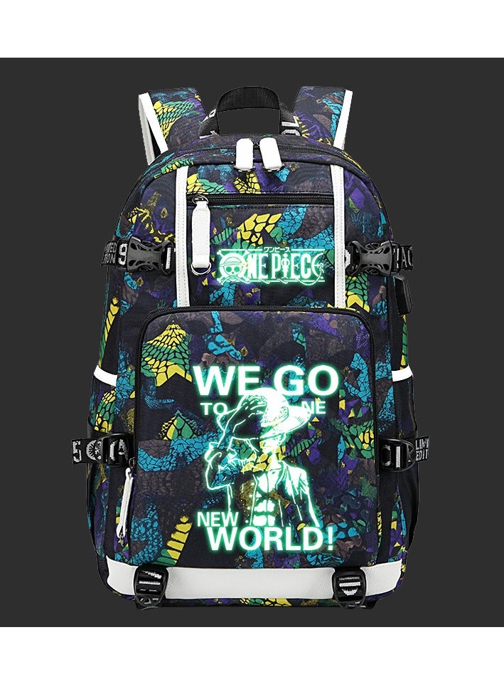One Piece Luffy Zoro Anime Backpack Large Capacity Backpack Backpack Luminous 47*15*30cm