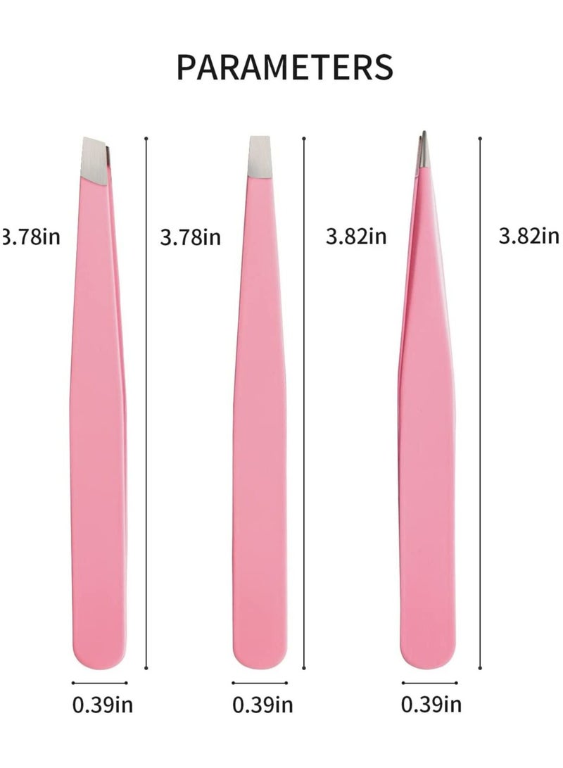 ORiTi Tweezers for Women, 3 piece Pink Tweezers for Women Facial Hair, Precision Tweezers for Eyebrows, Hair Removal - Image 2