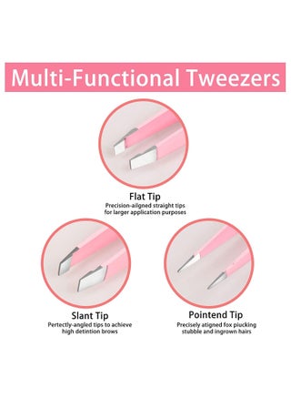 Tweezers for Women, 3 piece Pink Tweezers for Women Facial Hair, Precision Tweezers for Eyebrows, Hair Removal - view 4