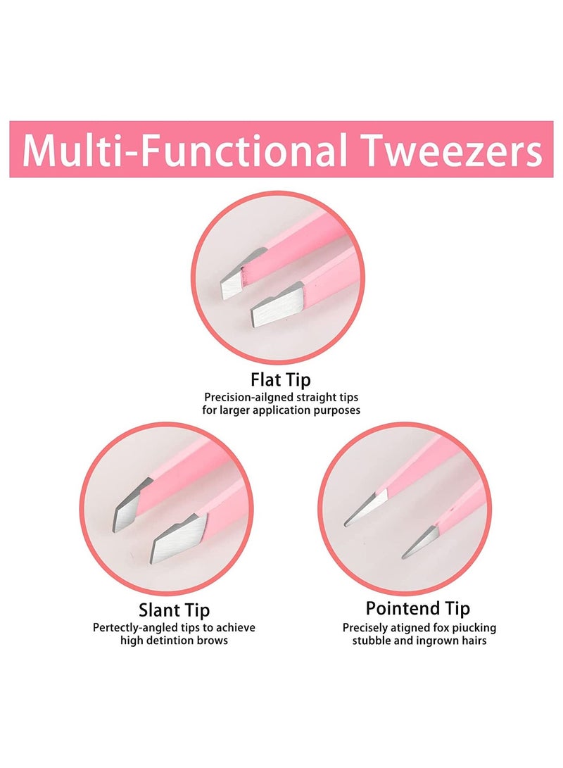 ORiTi Tweezers for Women, 3 piece Pink Tweezers for Women Facial Hair, Precision Tweezers for Eyebrows, Hair Removal - Image 4