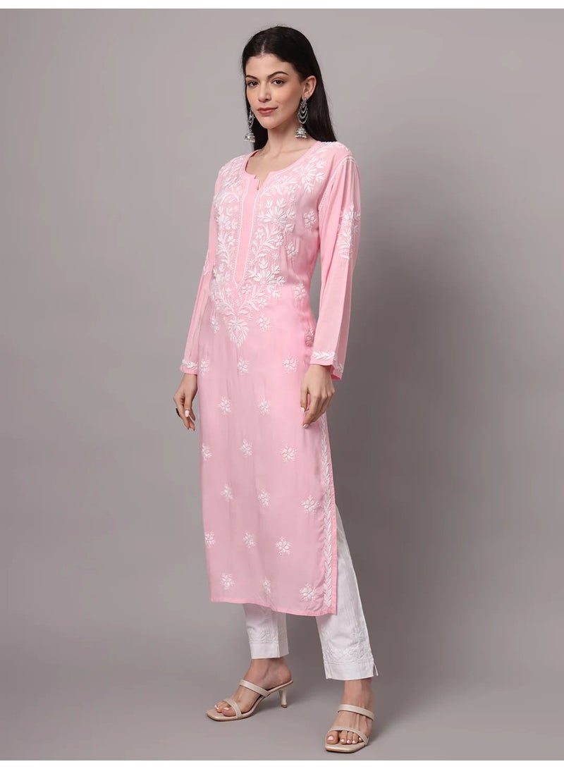Alaya Hand Embroidered Chikankari Modal Kurta-AL4059 - Image 4