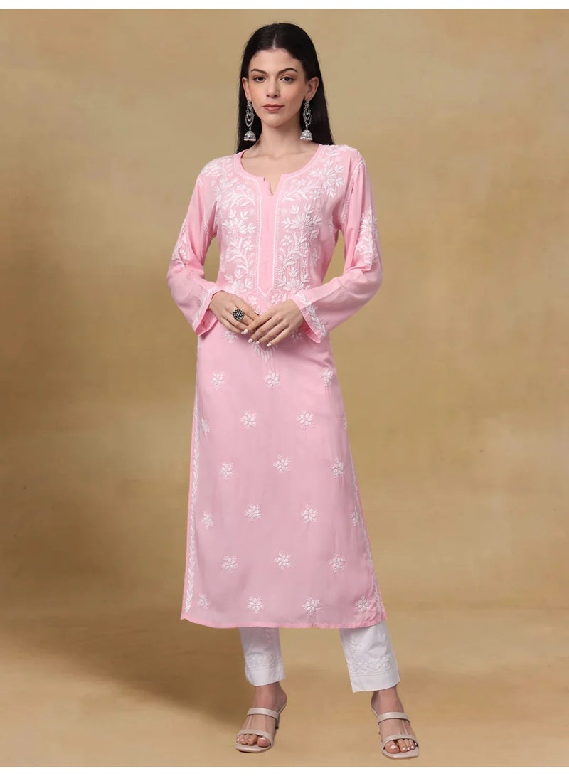 Alaya Hand Embroidered Chikankari Modal Kurta-AL4059 - Image 1
