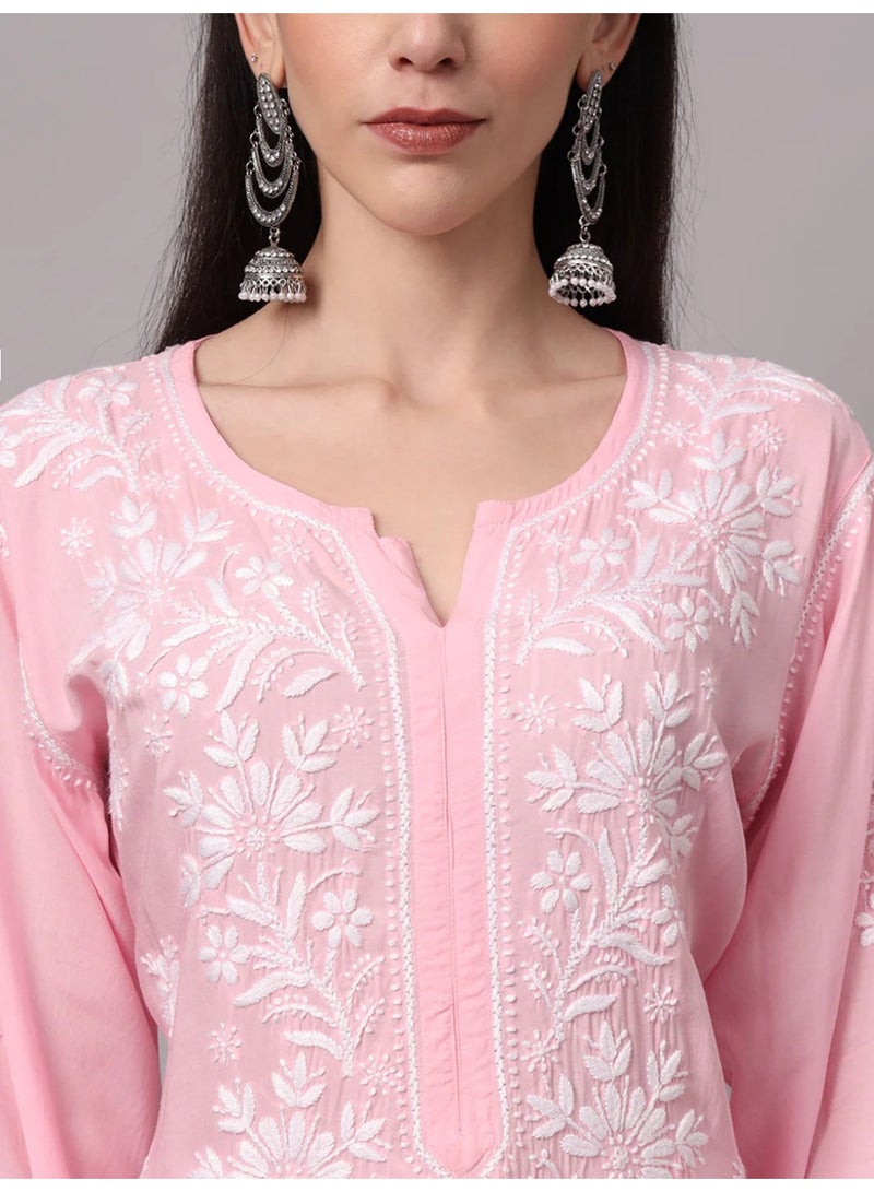 Alaya Hand Embroidered Chikankari Modal Kurta-AL4059 - Image 5