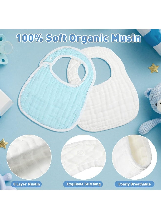 Yahenda 24 Pcs Muslin Baby Bibs Bandana Drool Bibs for Unisex Boys Girls Soft Cotton Drooling 8 Absorbent Layer,adjustable with Easy Snaps for Teething Baby Girl, Boy, Newborn Infant - Image 3