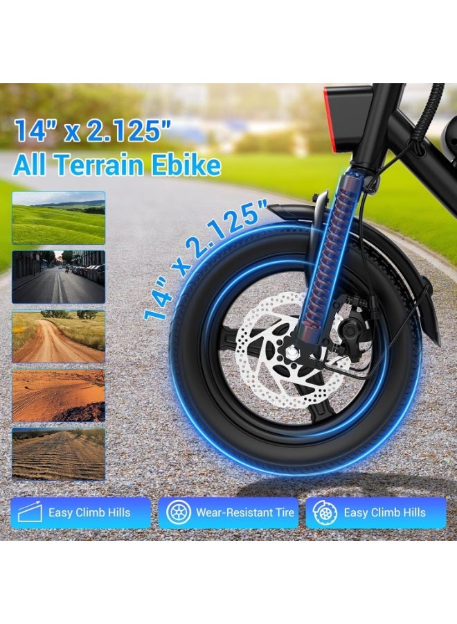 Windhorse Electric Bike for Adults 500W Brushless Hub Motor, 35 KMH Max Speed, 25-35 KM Range with 36V 8AH Battery, 14 Inches Tires with Dual Suspension and Disc Brakes - Image 4