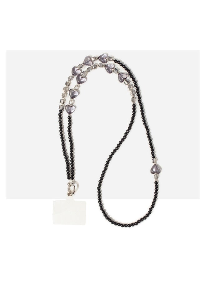 NIBEMINENT Phone Charm/ Chain Strap for Women Girls, Pearl Heart Cell Phone Case Lanyard Wrist Strap