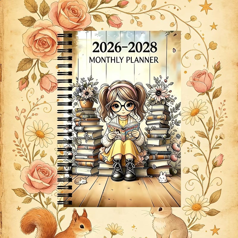 فتاة ذات ذيلين أصفرين - مخطط تقويم لمدة ثلاث سنوات (2026-2028) بدون تواريخ، للاستخدام اليومي كهدية للمكاتب - Image 1