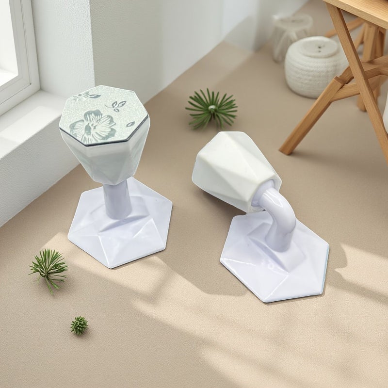 Silent Door Stopper White 2pcs Noiseless No Drilling for Home Office Bedroom - Image 1