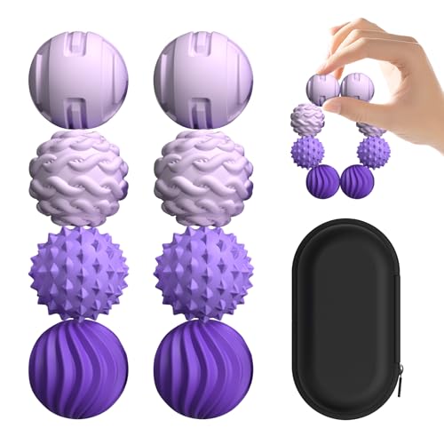 XYOFUN 8Pcs Silicone Magnetic Fidget Toys Silicone Sensory Ball Textured Sensory Stress Relief Balls Desk Toy for Office Home Cool for Men Women Age 14 Violet - Image 1