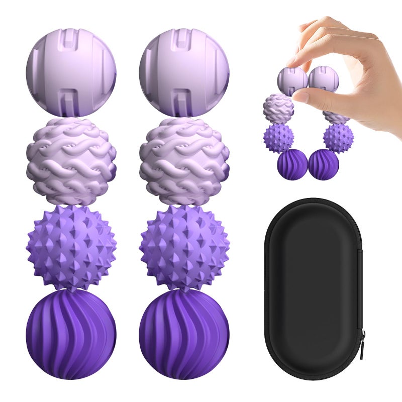 XYOFUN 8Pcs Silicone Magnetic Fidget Toys Silicone Sensory Ball Textured Sensory Stress Relief Balls Desk Toy for Office Home Cool for Men Women Age 14 Violet - Image 3