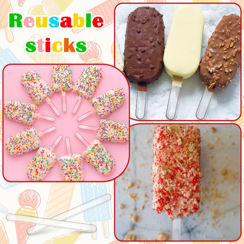 Romooa 30 Pieces Acrylic Sticks Reusable Cakesicle Sticks Cake Pop Mold Mirror Ice Pop Sticks Ice Cream Cakesicle Mold for Home Cake Candy Gifts Party Craft (4.5 Inches, Transparent) - Image 5