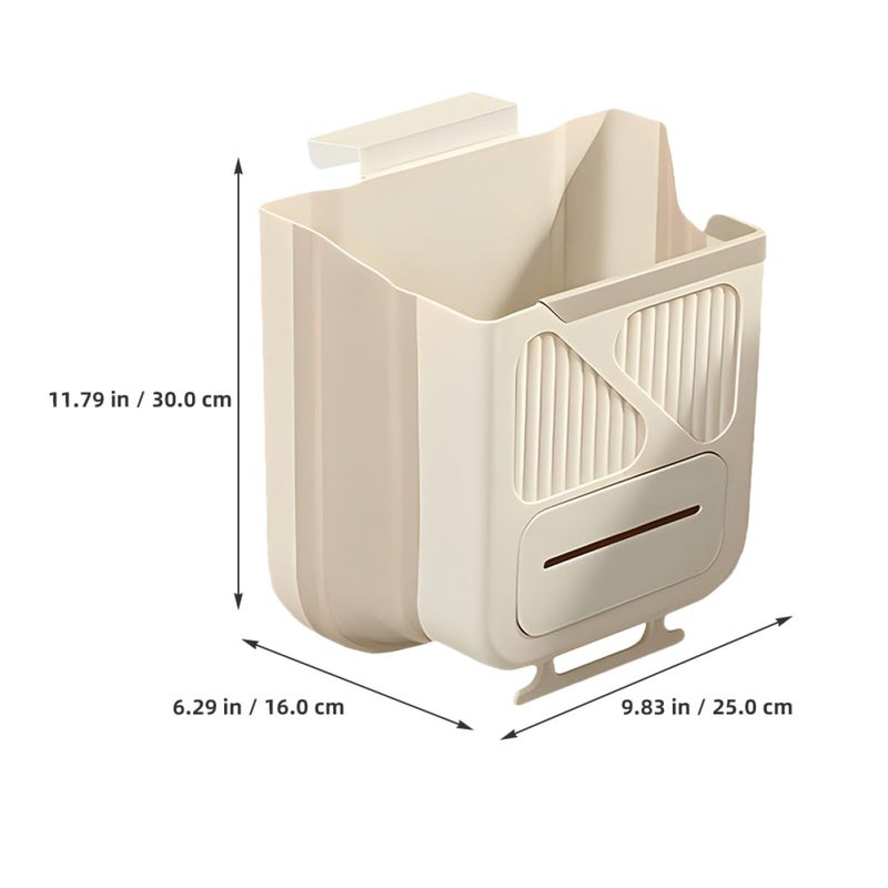 PATKAW Kitchen Compost Bin 10l Foldable Hanging Trash Can Cabinet Door Mounted Large Milk White Kitchen Waste Container for Home Food Scraps Disposal - Image 2