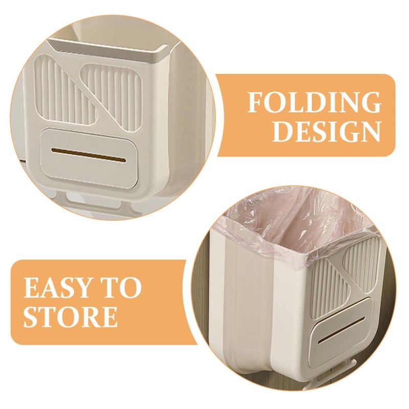 PATKAW Kitchen Compost Bin 10l Foldable Hanging Trash Can Cabinet Door Mounted Large Milk White Kitchen Waste Container for Home Food Scraps Disposal - Image 3