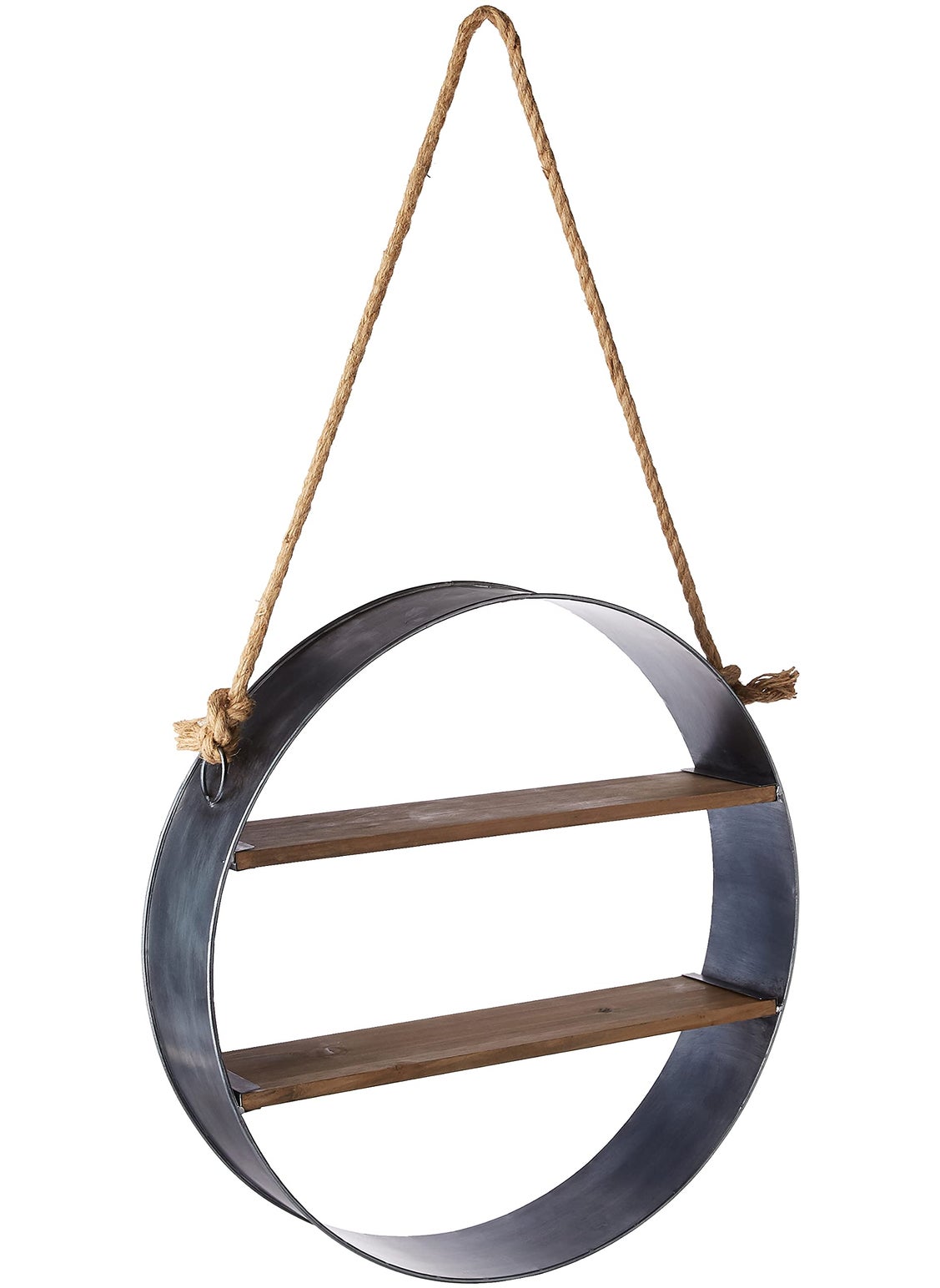 MCS MCS 19 Inch Round Metal Wood Barrel Shelf 45888 Galvanized Steel 19 