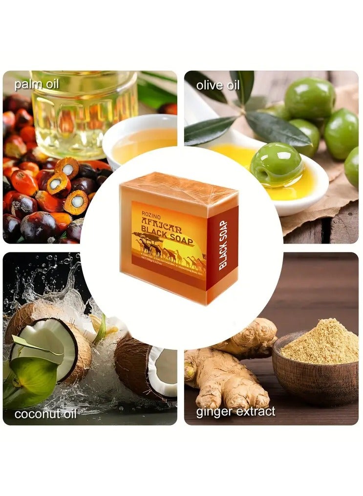 Rozino African Black Soap with Coconut Oil - Deep Cleansing & Nourishing, Alcohol-Free for All Skin Types - Image 3