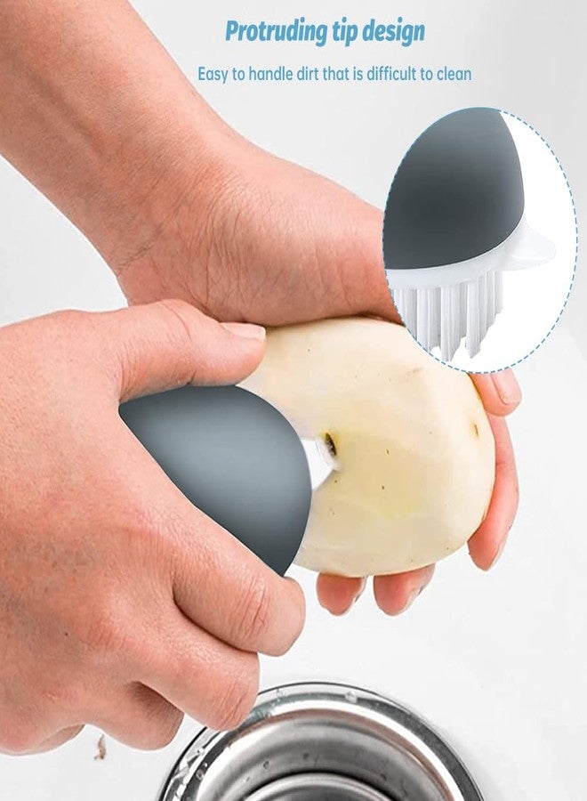 Kazheon 2pcs Vegetable Brush with Dots Remover Potato Scrubber Brush Fruit and Veggie Brushes for Cleaning Food, Corn Silk and Carrots(Color:Grey) - Image 5
