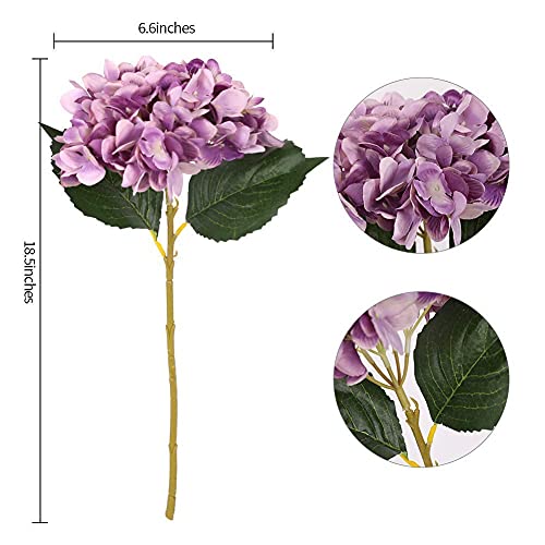 Kisflower Purple Hydrangea Artificial Flowers - 6pcs Faux Hydrangea Flowers, Fake Flowers for Table Centerpiece, Silk Hydrangea Flowers with Stems for Home Wedding Party Decor - Image 4