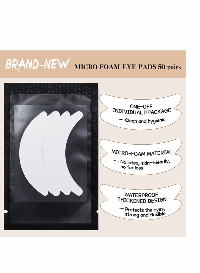 50 Pairs Hypoallergenic Under Eye Pads for Lash Extensions - Lint-Free, Waterproof Foam Eye Patches for Perfect Lash Application, Sticky & Comfortable B&Q LASH Pads - Image 2