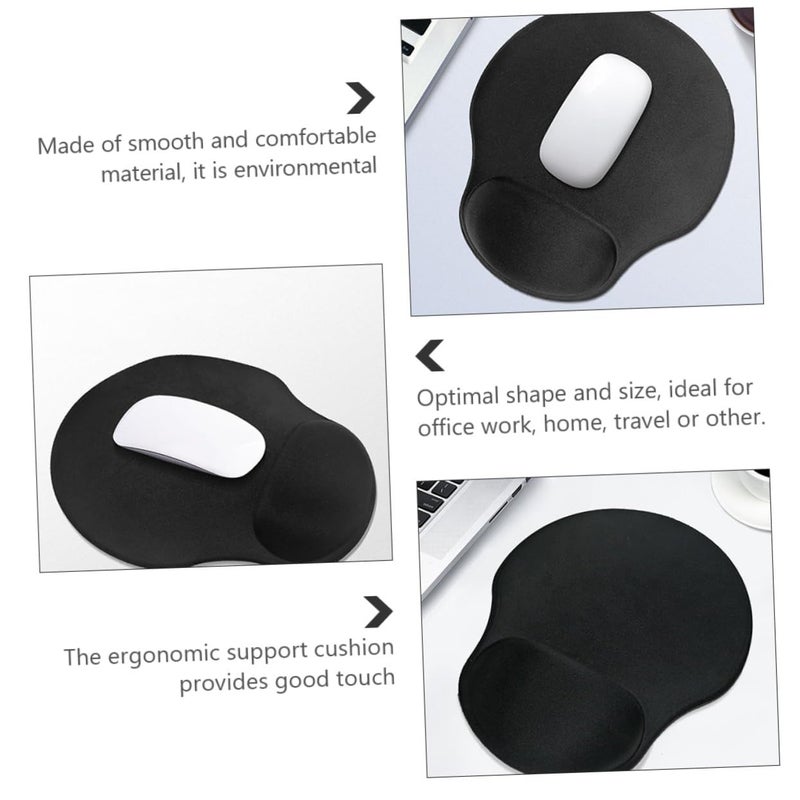 Ergonomic Memory Foam Wrist Rest Mouse Pad 3Pcs Set Non Slip Smooth Surface Black - Image 4