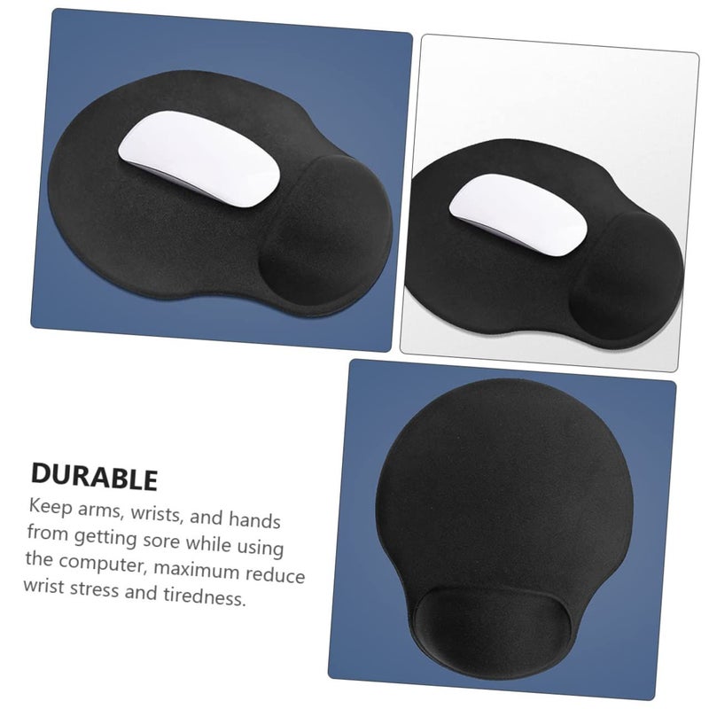 Ergonomic Memory Foam Wrist Rest Mouse Pad 3Pcs Set Non Slip Smooth Surface Black - Image 3