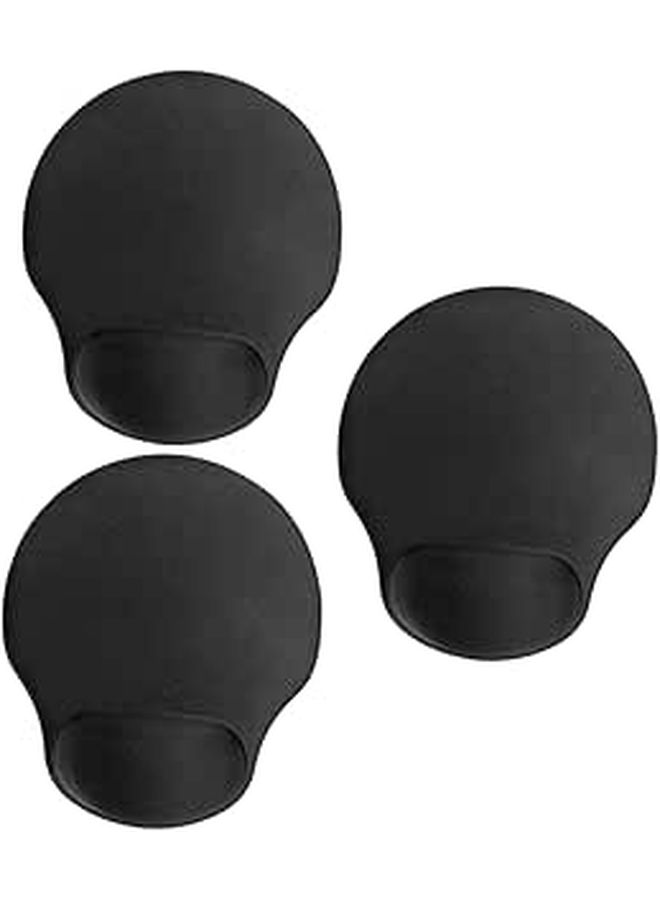 Ergonomic Memory Foam Wrist Rest Mouse Pad 3Pcs Set Non Slip Smooth Surface Black - Image 1