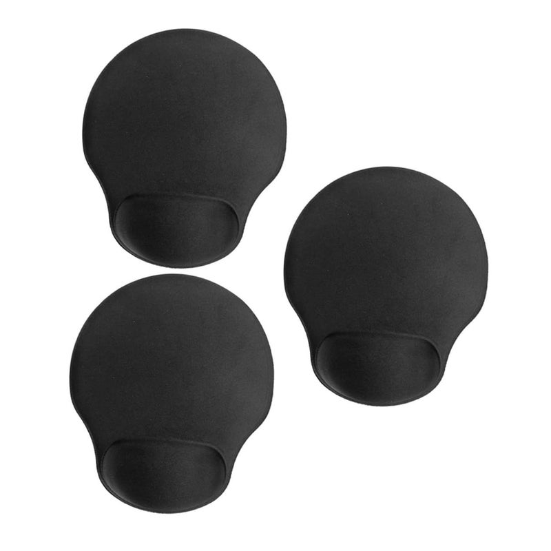 Ergonomic Memory Foam Wrist Rest Mouse Pad 3Pcs Set Non Slip Smooth Surface Black - Image 2