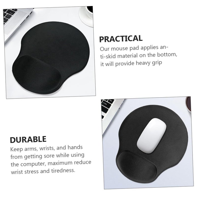 Ergonomic Memory Foam Wrist Rest Mouse Pad 3Pcs Set Non Slip Smooth Surface Black - Image 5